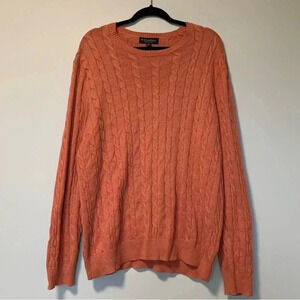 Brooks Brothers orange cable knit 100% supima cotton sweater